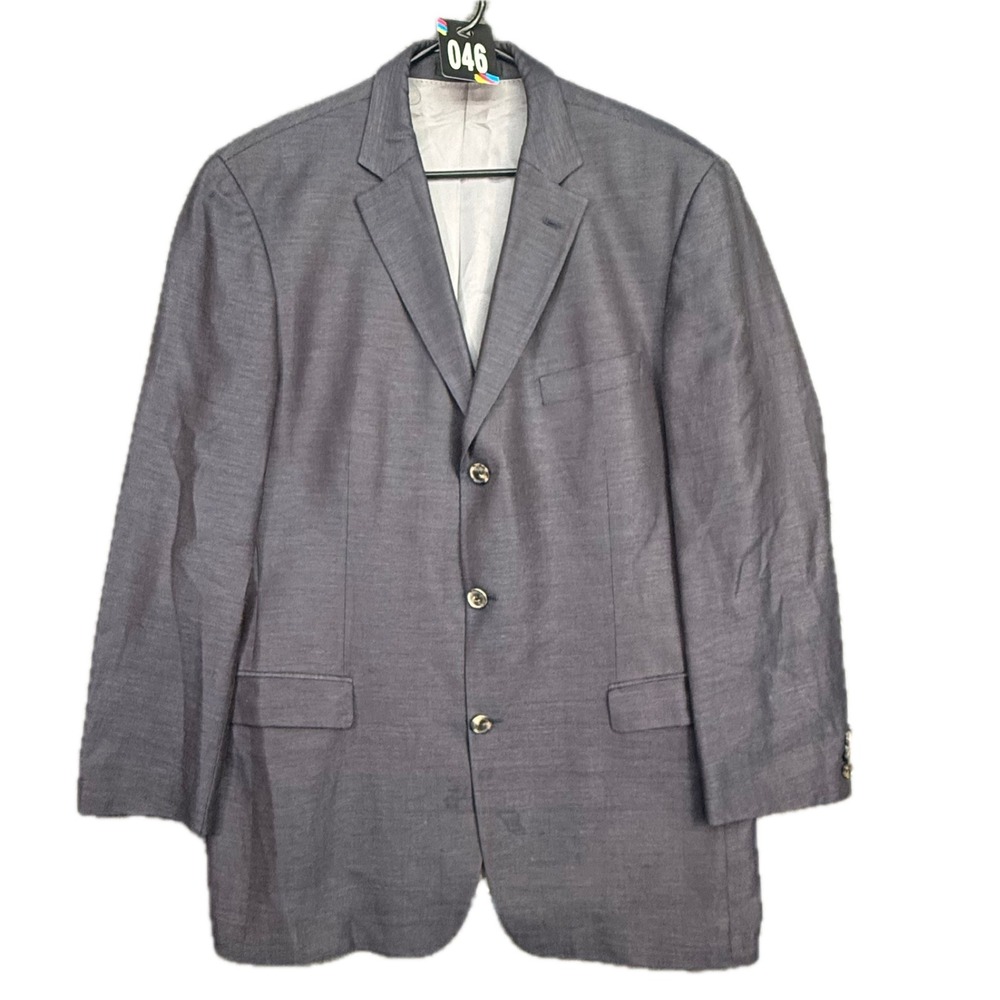 Hugo Boss Blazer Mens 44L Grey Scorsese Virgin Wool Linen 3-Button Sport Coat